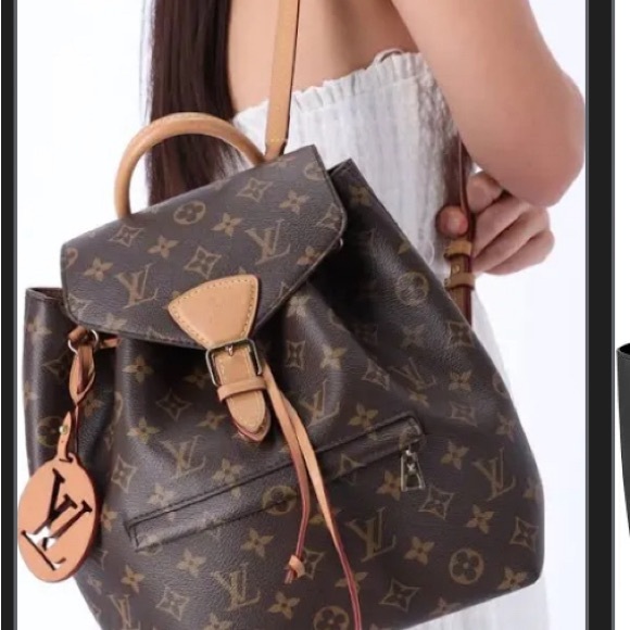 Louis Vuitton Montsouris PM Backpack Brown Monogram With LV Logo Charm - Picture 3 of 3